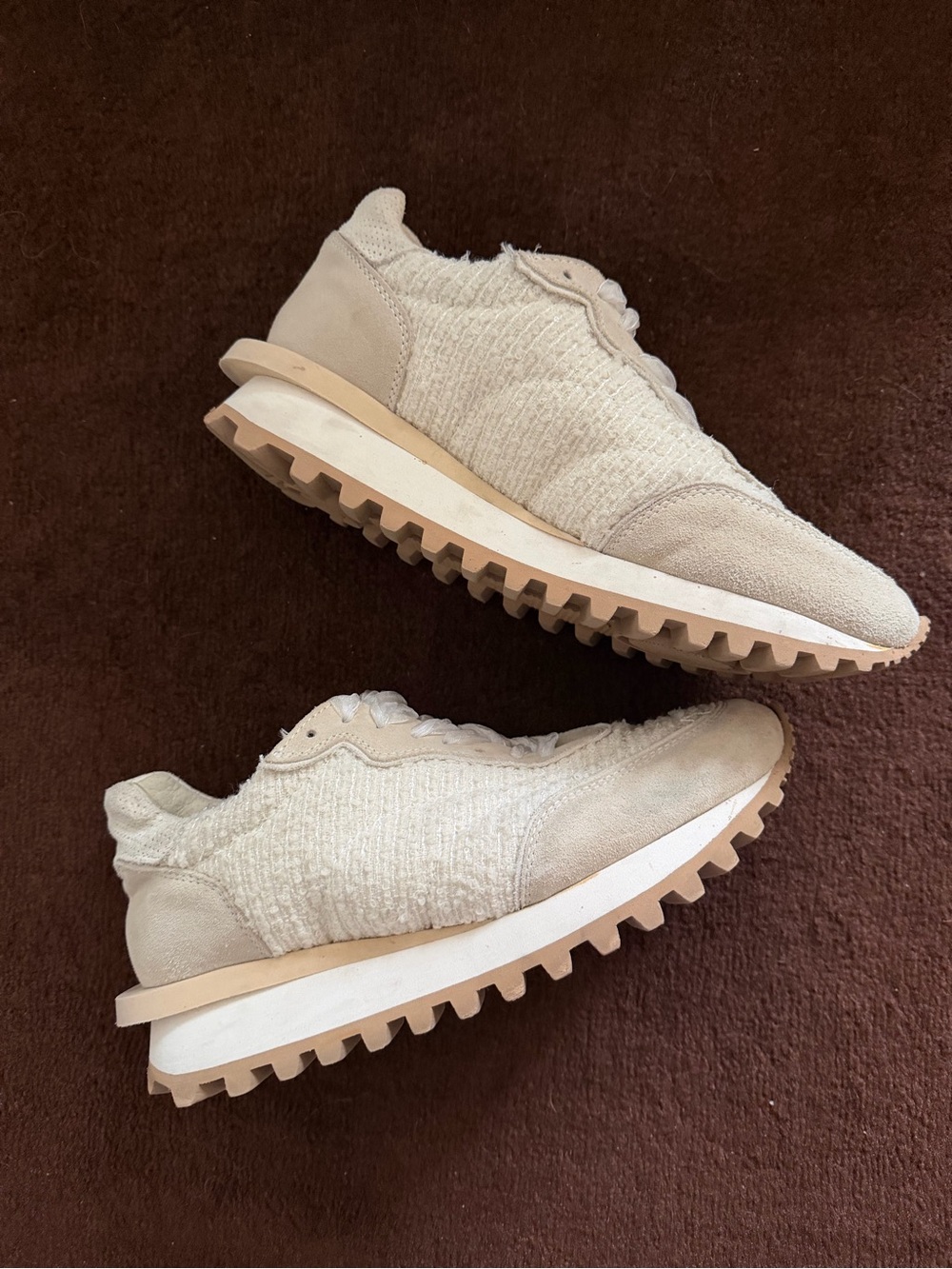 Eleventy Neutral Boucle Suede Sneakers